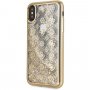 Guess originální transparentní kryt s třpytkami pro iPhone X / XS - zlatý