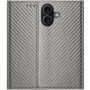 Flipové pouzdro se vzorem karbonových vláken pro iPhone 17 - šedé