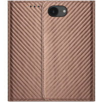 Flipové pouzdro se vzorem karbonových vláken pro iPhone 16e / 17e - hnědé