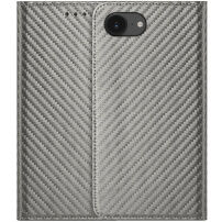 Flipové pouzdro se vzorem karbonových vláken pro iPhone 16e / 17e - šedé
