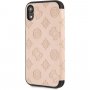 Guess Debossed Peony flipové pouzdro pro iPhone XR - béžové