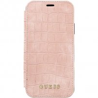 Guess kryt se strukturou krokodýlí kůže pro iPhone X / XS - světle růžový