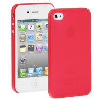 Ultra tenký (0,3 mm) poloprůhledný matný kryt pro iPhone 4 / 4S - červený