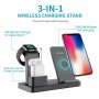 Q12 3v1 bezdrátový stojánek pro iPhone / Apple Watch s Lightning konektorem pro AirPods - 10W - černý