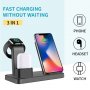 Q12 3v1 bezdrátový stojánek pro iPhone / Apple Watch s Lightning konektorem pro AirPods - 10W - černý