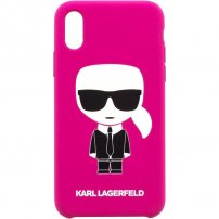 Karl Lagerfeld Body Iconic silikonový kryt pro iPhone XR - fuchsiový