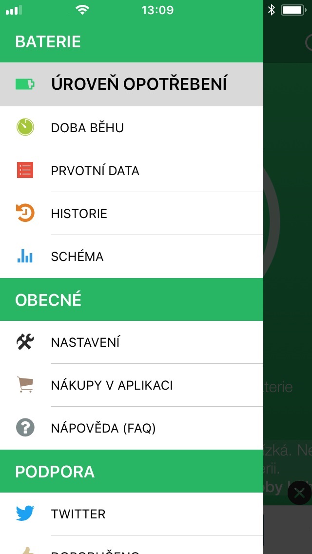 Ověření stavu baterie