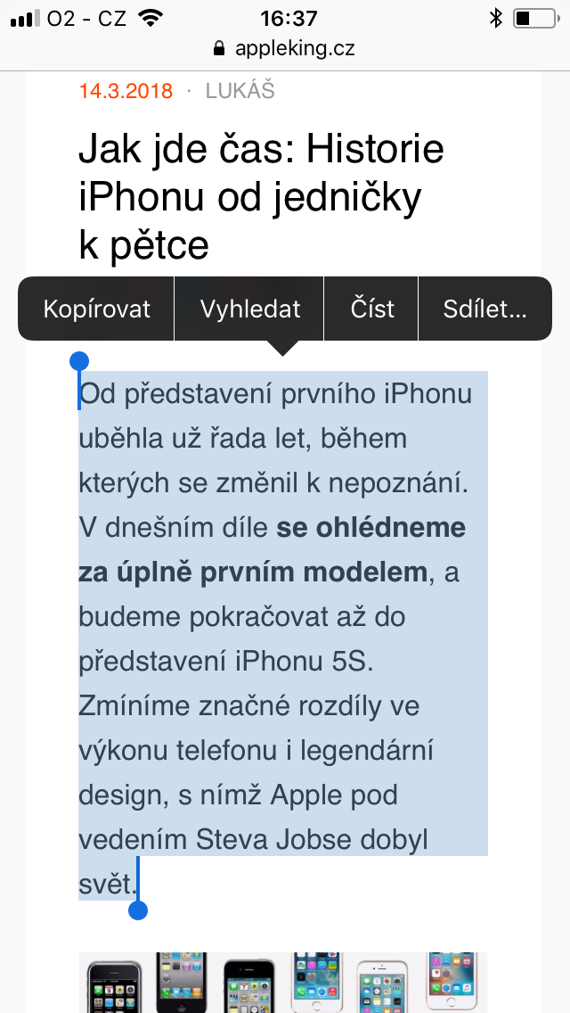 iOS - iPhone - režim čtení