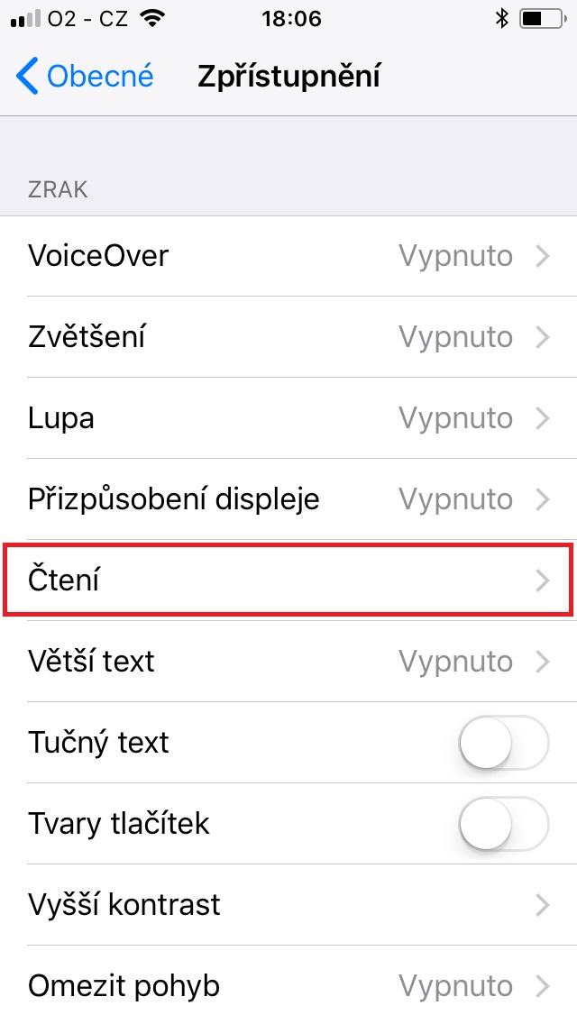 iOS - režim čtení