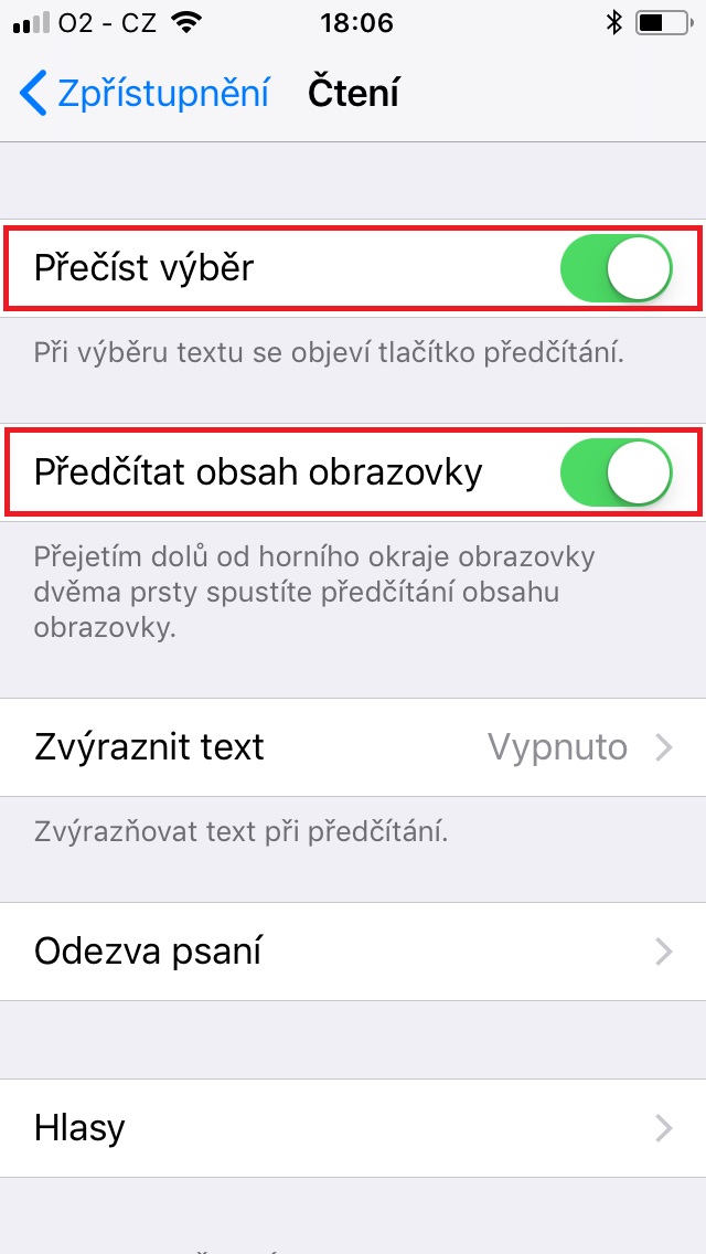 iOS - režim čtení