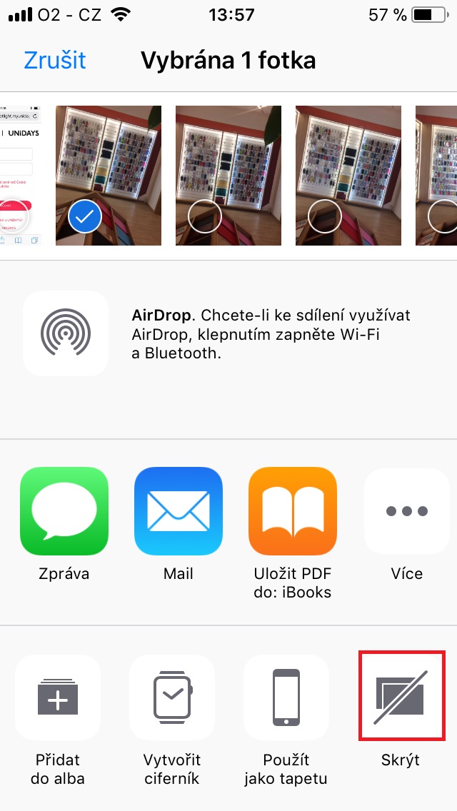 Jak skrýt fotky - iPhone