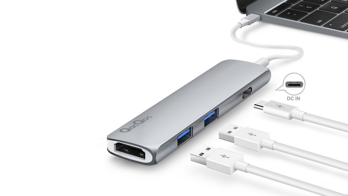 Přes konektor USB-C s Thunderbolt 3 lze k Macbooku připojit další zařízení Macbook USB-C