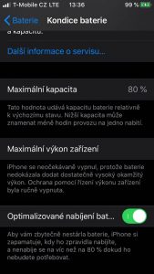 automatické zastavení nabíjení na iPhonu
